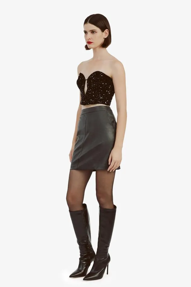 Women Skirts Bardot Alexis Vegan Leather Skirt In Black Black