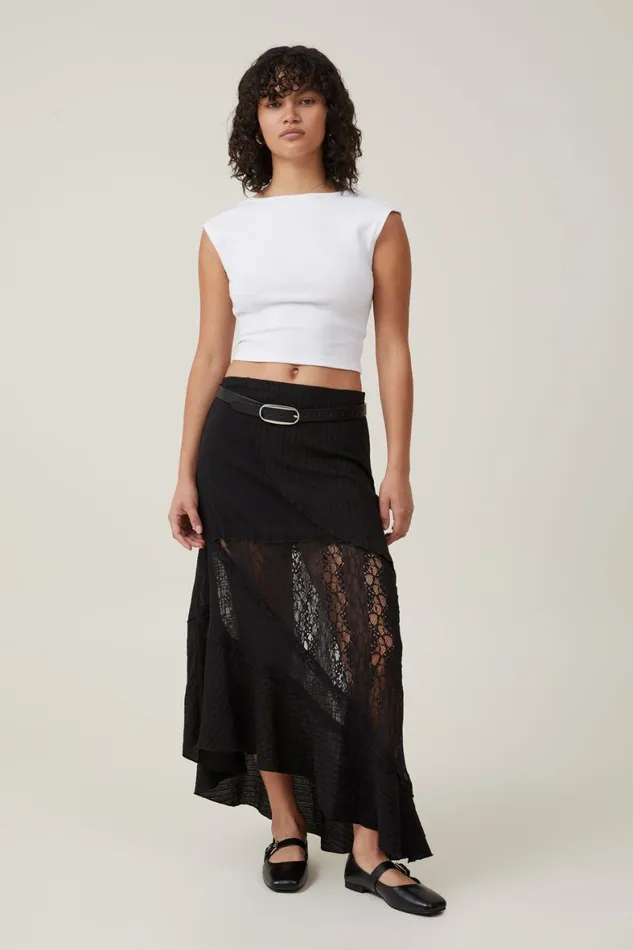 Women Skirts Cotton On Millie Asymmetrical Maxi Skirt Black