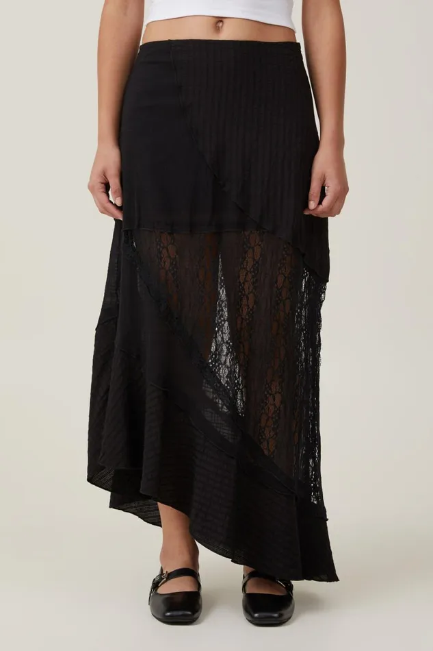 Women Skirts Cotton On Millie Asymmetrical Maxi Skirt Black