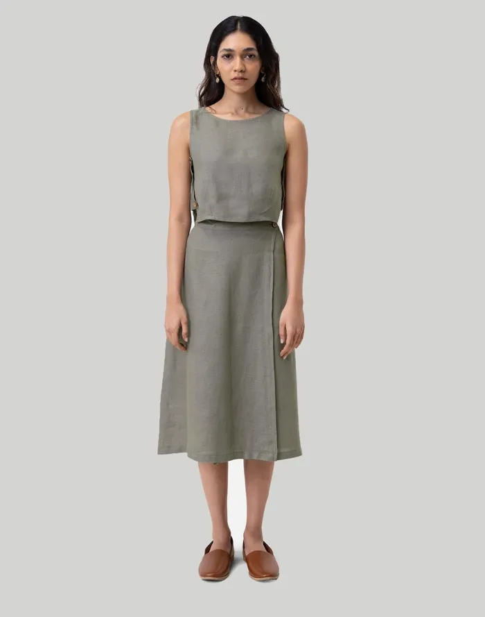 Women Skirts Madewell Reistor Overlap Midi Skirt Dark Green