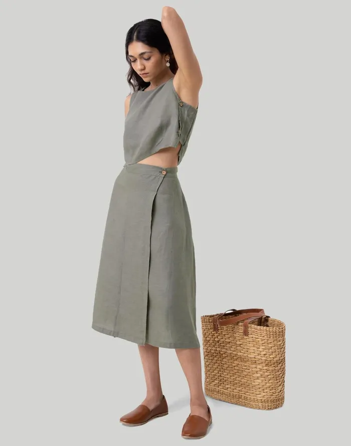 Women Skirts Madewell Reistor Overlap Midi Skirt Dark Green
