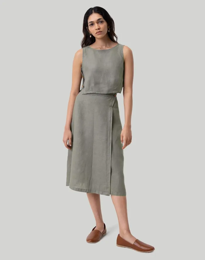 Women Skirts Madewell Reistor Overlap Midi Skirt Dark Green
