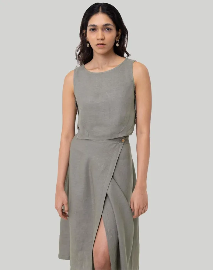 Women Skirts Madewell Reistor Overlap Midi Skirt Dark Green