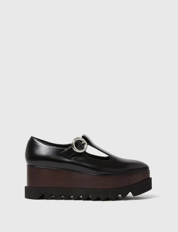Women SneakElyse TBar Platform Mary Janes Black Stella McCartney Wedges
