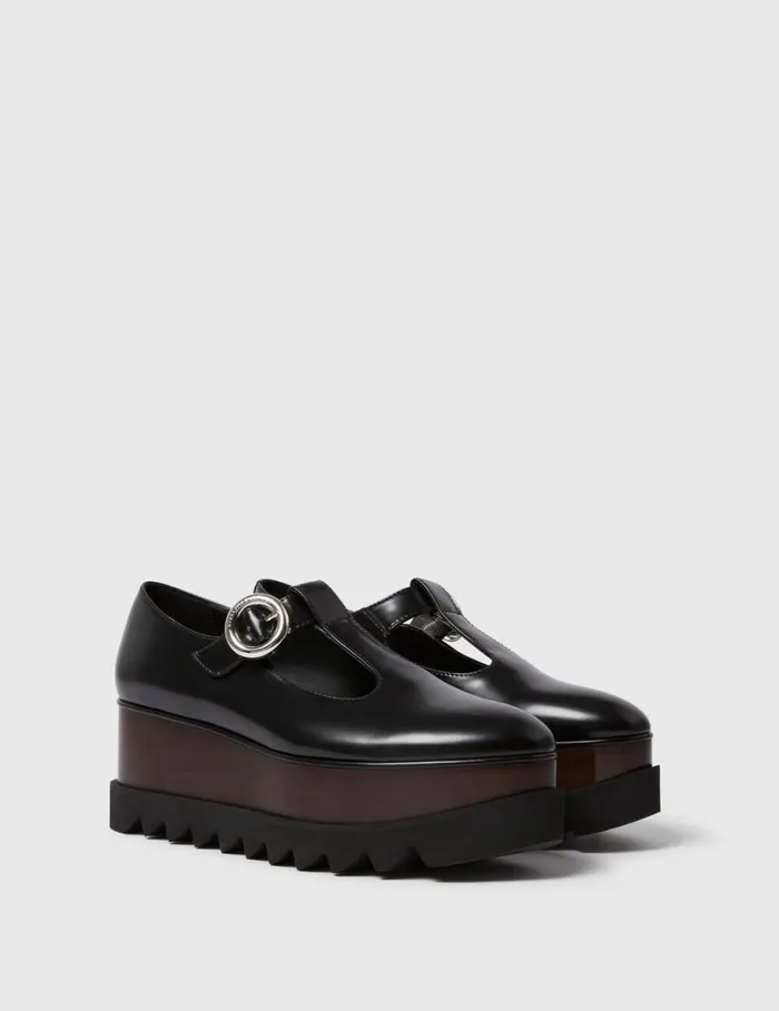 Women SneakElyse TBar Platform Mary Janes Black Stella McCartney Wedges