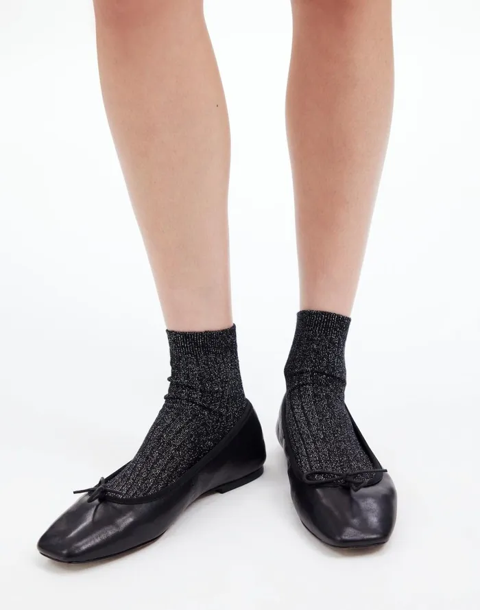 Women Socks Madewell TwoPack Shimmer Ankle Socks True Black