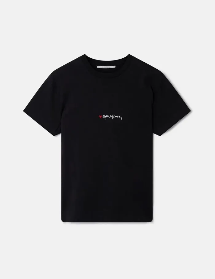 Women Stella Iconics Love Logo TShirt Black Stella McCartney Sweatshirts And TShirts