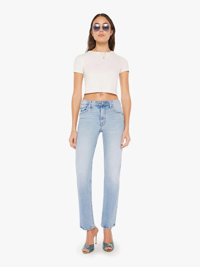 Women Straight Mother Denim The Smarty Pants Skimp Blue lightpastel