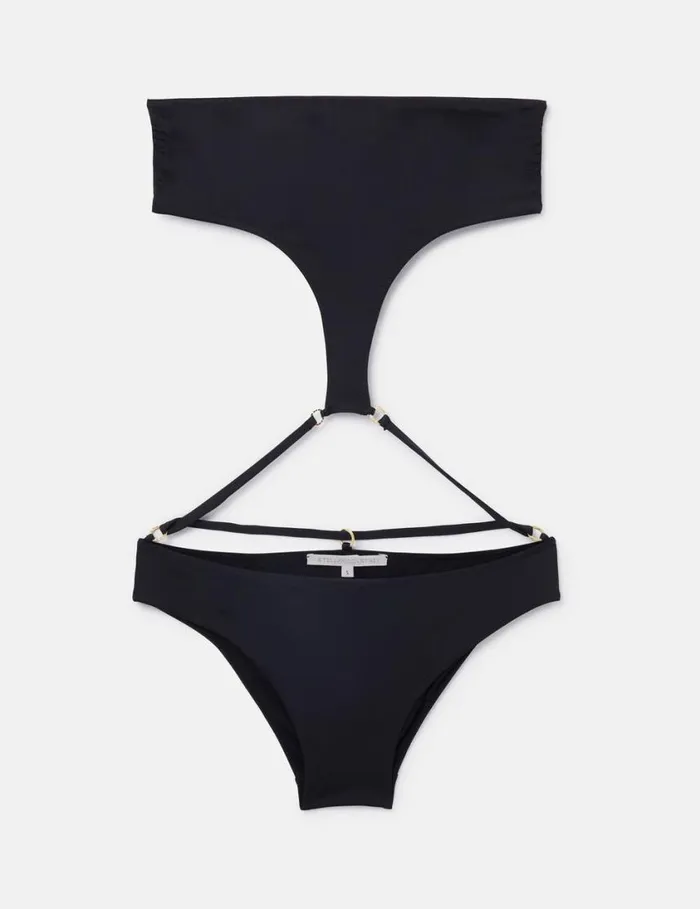 Women String Bandeau CutOut Swimsuit Black Stella McCartney Swimwear