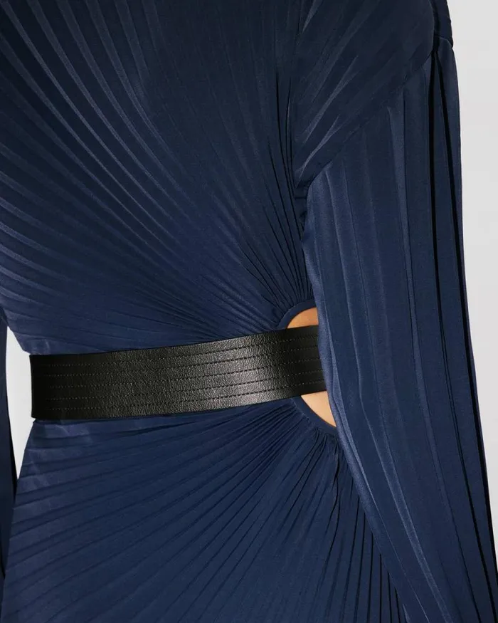Women Sunray Pleats Long Dress Blue Black Kenzo Dresses And Skirts