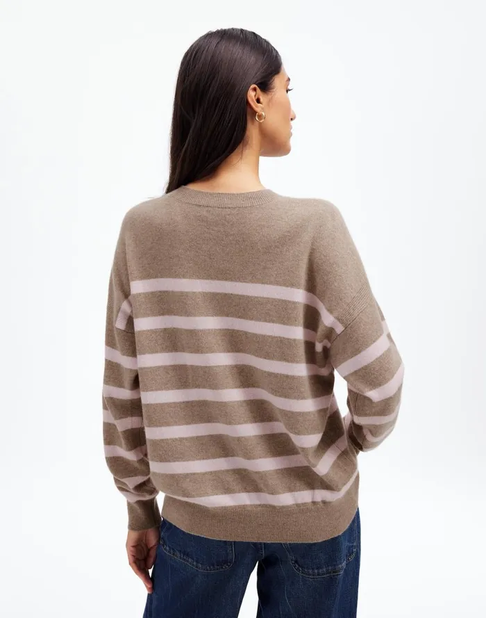 Women Sweaters Madewell Cashmere Relaxed Crewneck Sweater Hthr Mink Stripe