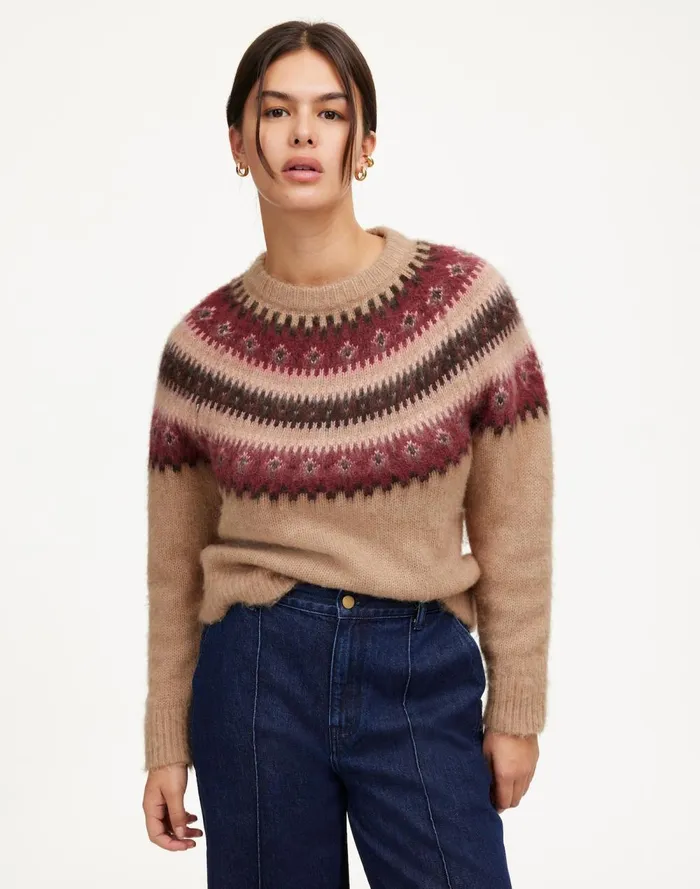 Women Sweaters Madewell Fair Isle AlpacaBlend Sweater Camel Fairisle