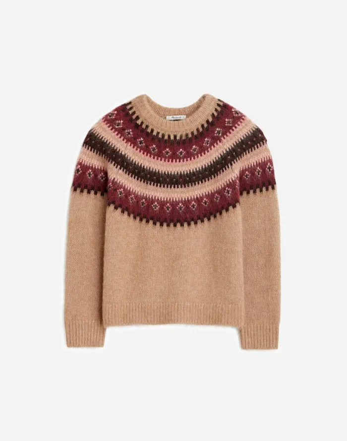Women Sweaters Madewell Fair Isle AlpacaBlend Sweater Camel Fairisle