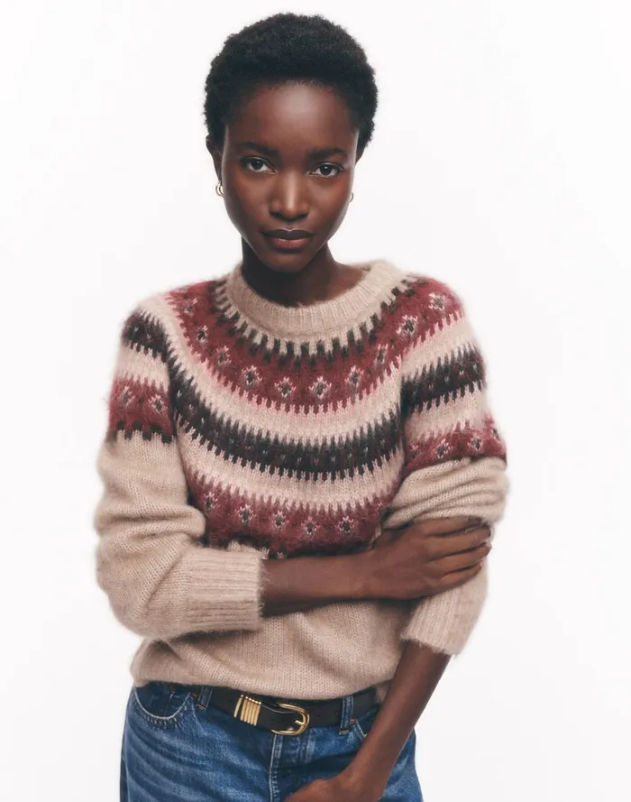 Women Sweaters Madewell Fair Isle AlpacaBlend Sweater Camel Fairisle