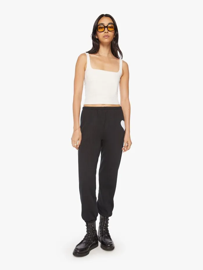 Women Sweatpants Mother Denim Heart Sweatpant Black