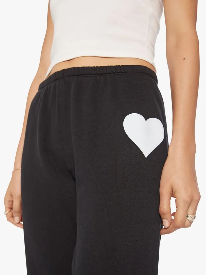Women Sweatpants Mother Denim Heart Sweatpant Black