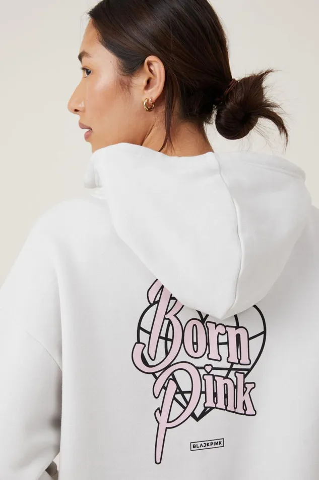 Women Sweats and Hoodies Cotton On Black Pink Zip Through Lcn Br Black Pink Born Pink Vintage White
