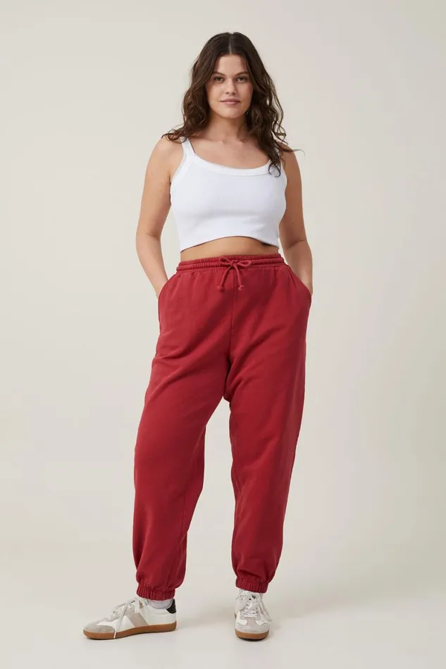 Women Sweats and Hoodies Cotton On Classic Washed Sweatpant Washed Red