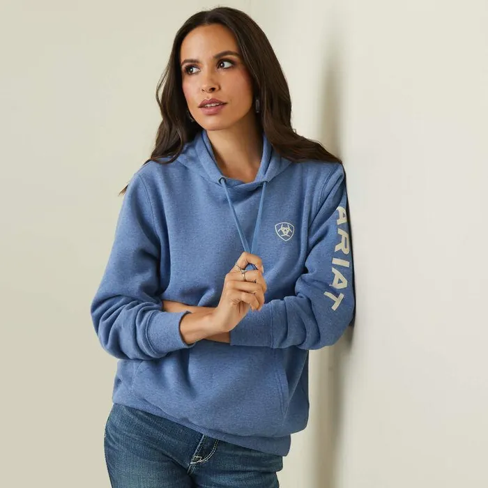 Women Sweatshirts and Hoodies Ariat Ariat Logo Hoodie Blue Heather