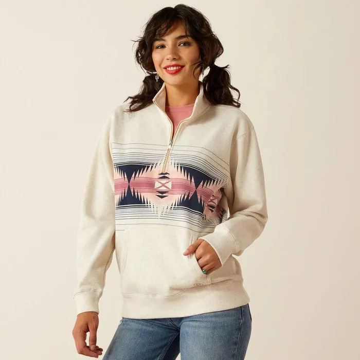 Women Sweatshirts and Hoodies Ariat June 12 Zip Sweatshirt Oatmeal Heather