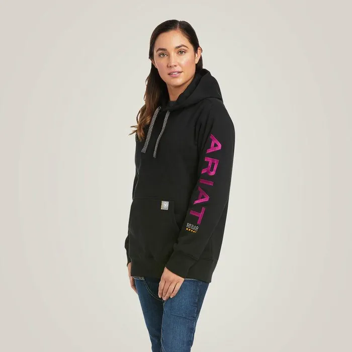 Women Sweatshirts and Hoodies Ariat Rebar Graphic Hoodie Blackandpurple