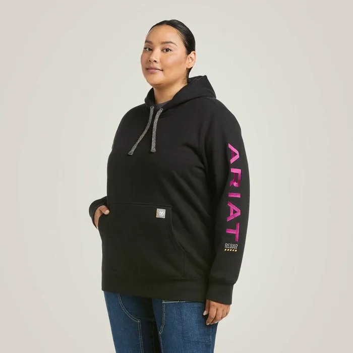 Women Sweatshirts and Hoodies Ariat Rebar Graphic Hoodie Blackandpurple
