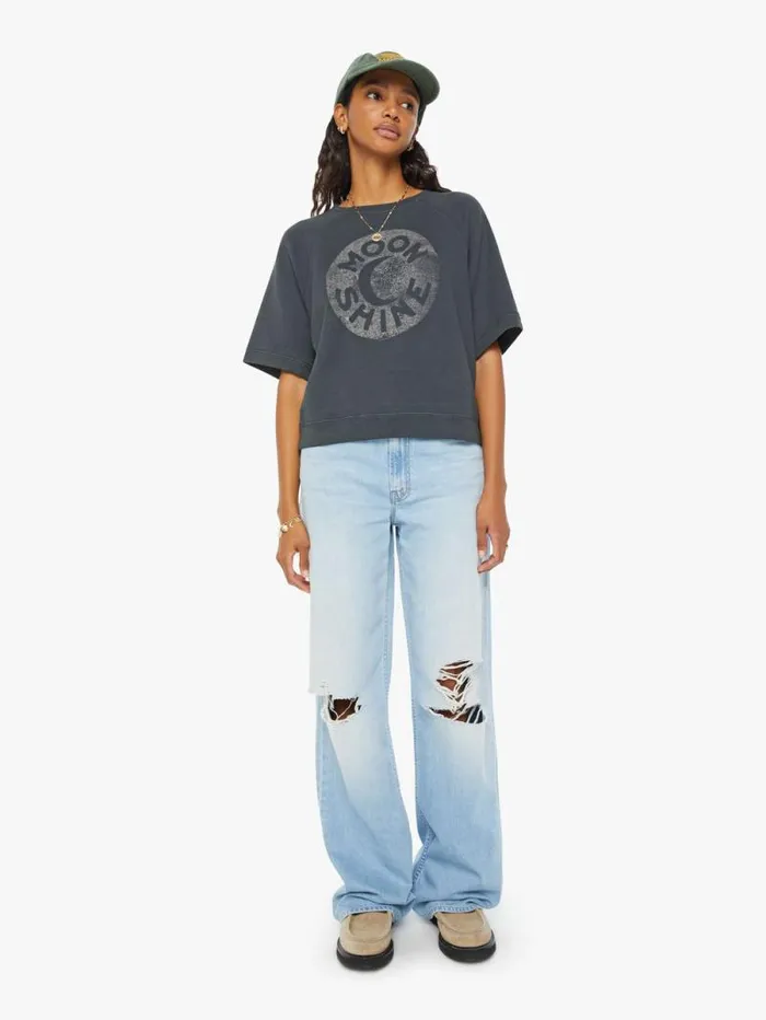 Women Sweatshirts Mother Denim The Short Sleeve Concert Black