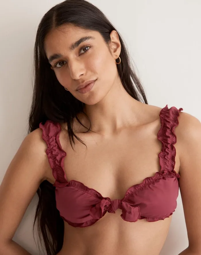 Women Swim Madewell Frankies Bikinis Colby Bikini Top Bordeaux