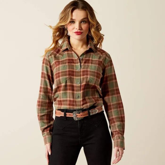 Women TShirts and Tops Ariat Billie Jean Shirt Oakwood Plaid