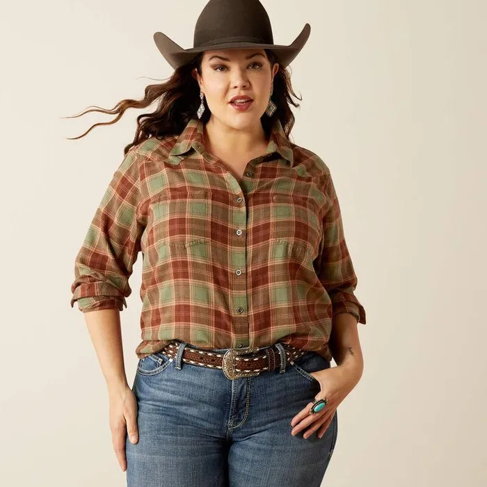 Women TShirts and Tops Ariat Billie Jean Shirt Oakwood Plaid Women TShirts and Tops Ariat Billie Jean Shirt Oakwood Plaid