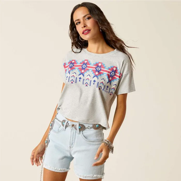 Women TShirts and Tops Ariat Birdie TShirt Heather Grey