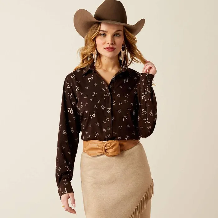 Women TShirts and Tops Ariat Homestyle Shirt Mole Ranch Brand Print