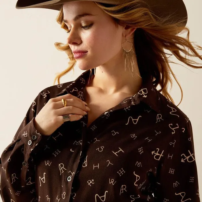 Women TShirts and Tops Ariat Homestyle Shirt Mole Ranch Brand Print Women TShirts and Tops Ariat Homestyle Shirt Mole Ranch Brand Print