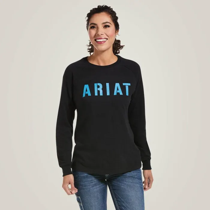 Women TShirts and Tops Ariat Rebar Cotton Strong Block TShirt Black