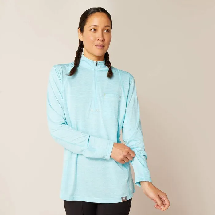 Women TShirts and Tops Ariat Rebar Evolution 12 Zip Top Arctic Blue