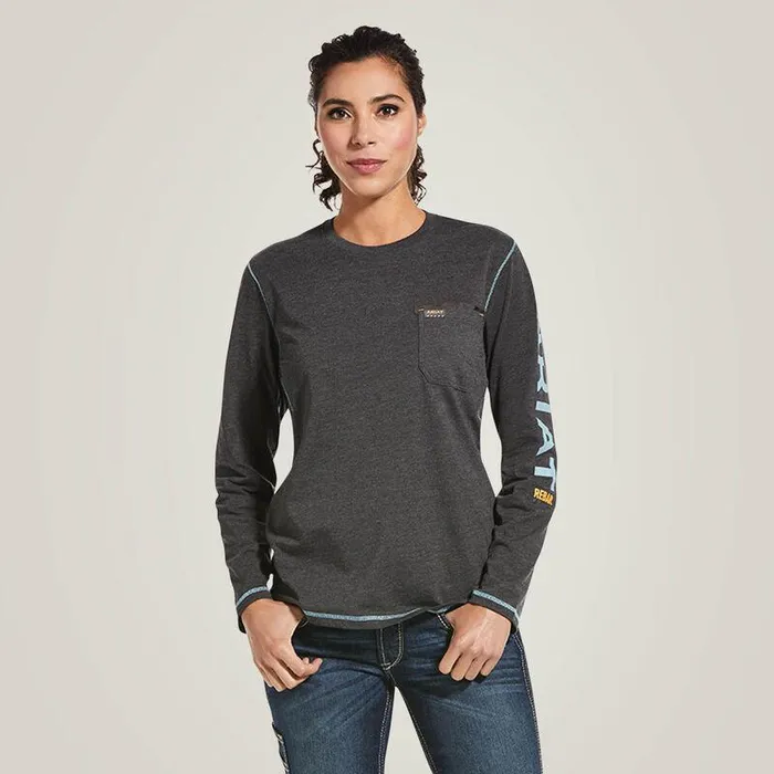 Women TShirts and Tops Ariat Rebar Workman Logo TShirt Charcoal Heather