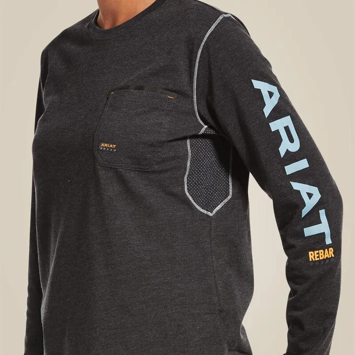 Women TShirts and Tops Ariat Rebar Workman Logo TShirt Charcoal Heather Women TShirts and Tops Ariat Rebar Workman Logo TShirt Charcoal Heather