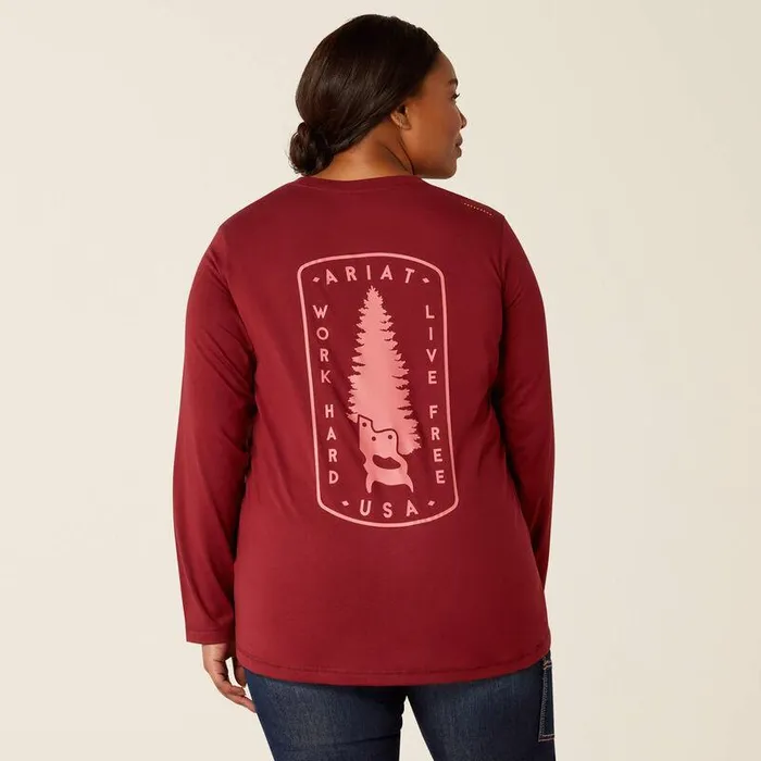 Women TShirts and Tops Ariat Rebar Workman Tree Saw TShirt Cabernet Women TShirts and Tops Ariat Rebar Workman Tree Saw TShirt Cabernet