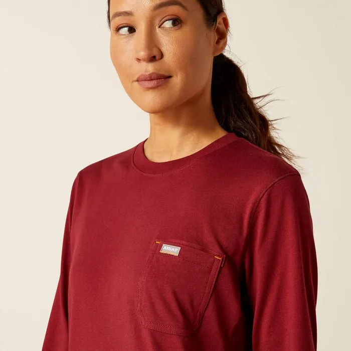 Women TShirts and Tops Ariat Rebar Workman Tree Saw TShirt Cabernet Women TShirts and Tops Ariat Rebar Workman Tree Saw TShirt Cabernet