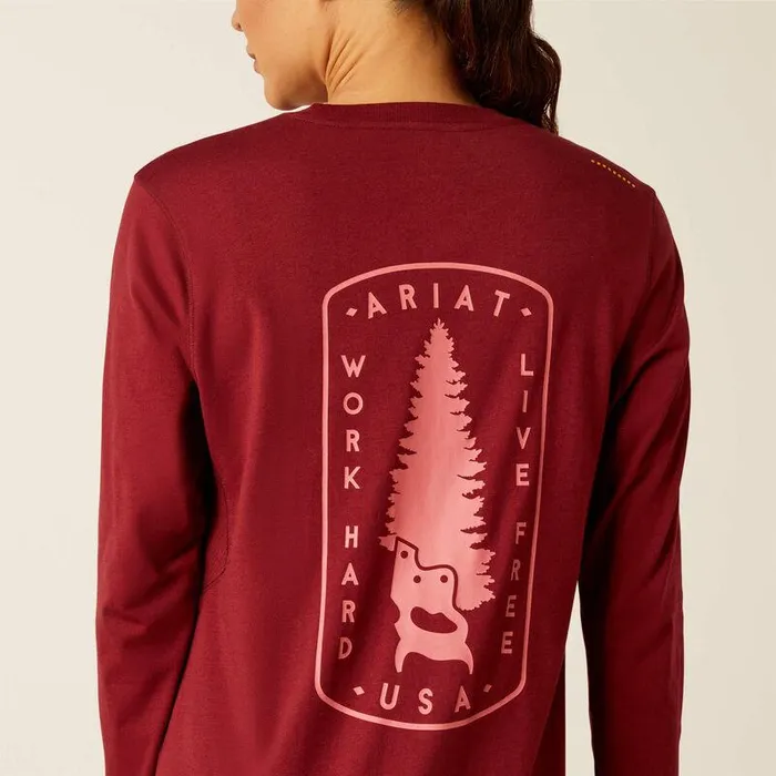 Women TShirts and Tops Ariat Rebar Workman Tree Saw TShirt Cabernet Women TShirts and Tops Ariat Rebar Workman Tree Saw TShirt Cabernet