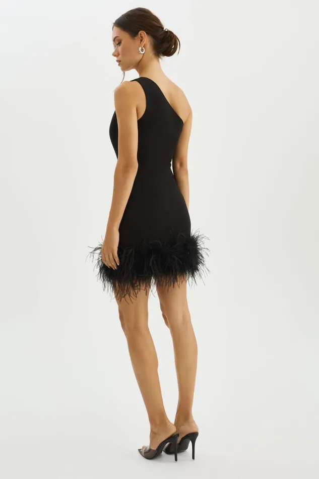 Women TAFIA One Shoulder Mini Dress Black LAMARQUE Dresses Women TAFIA One Shoulder Mini Dress Black LAMARQUE Dresses