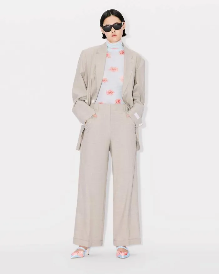 Women Tailored Pants In Virgin Wool Misty Grey Kenzo Pants And Shorts