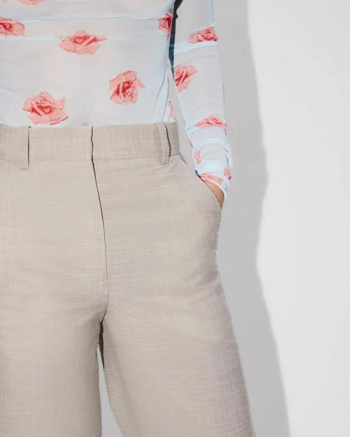 Women Tailored Pants In Virgin Wool Misty Grey Kenzo Pants And Shorts
