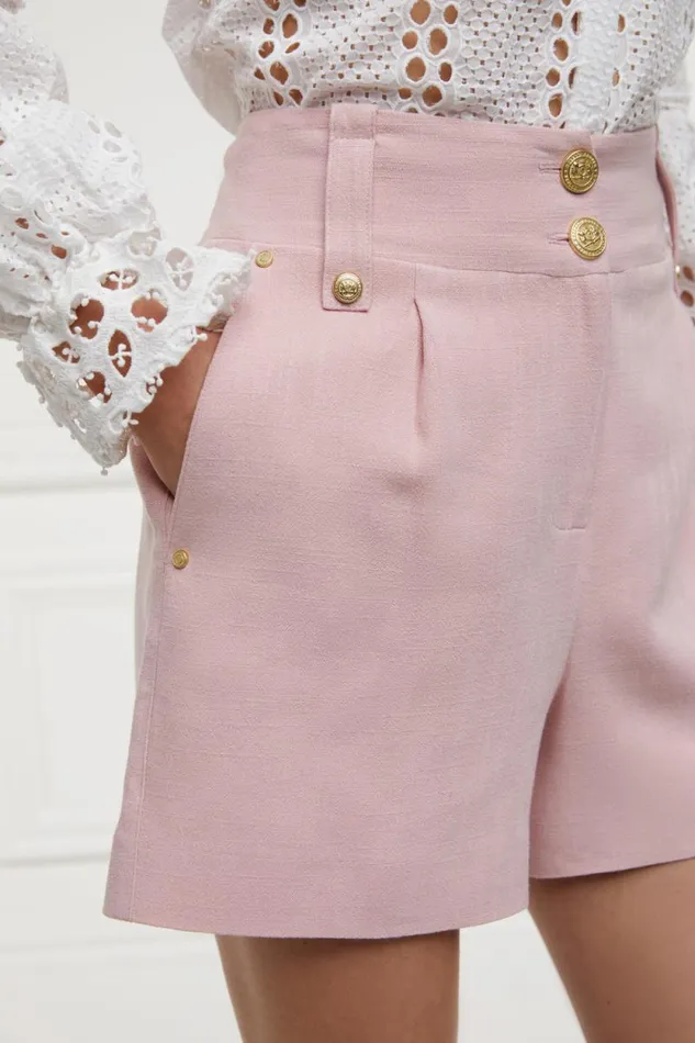 Women Tailored Short Pink Linen Holland Cooper Shorts