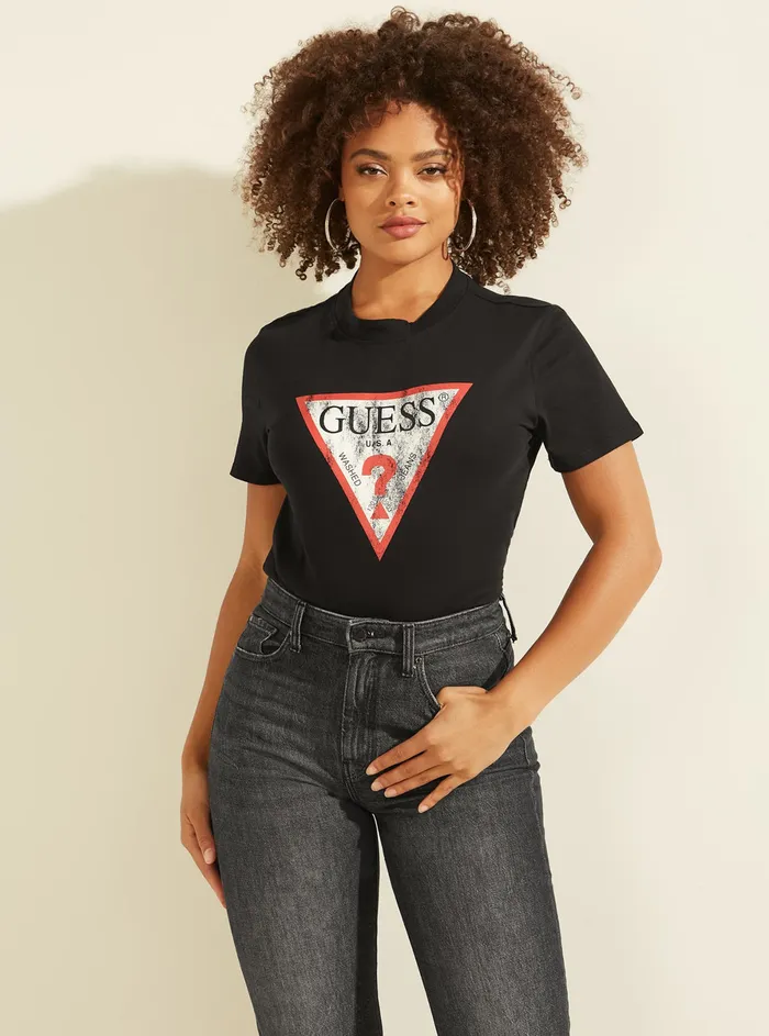 Women Tees and Tanks GUESS Eco Black Classic Logo Tshirt