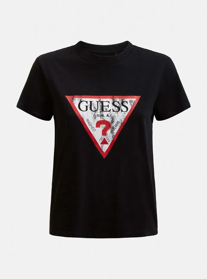 Women Tees and Tanks GUESS Eco Black Classic Logo Tshirt