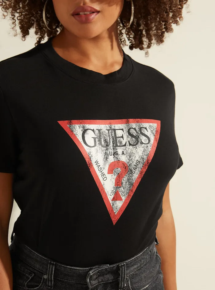 Women Tees and Tanks GUESS Eco Black Classic Logo Tshirt