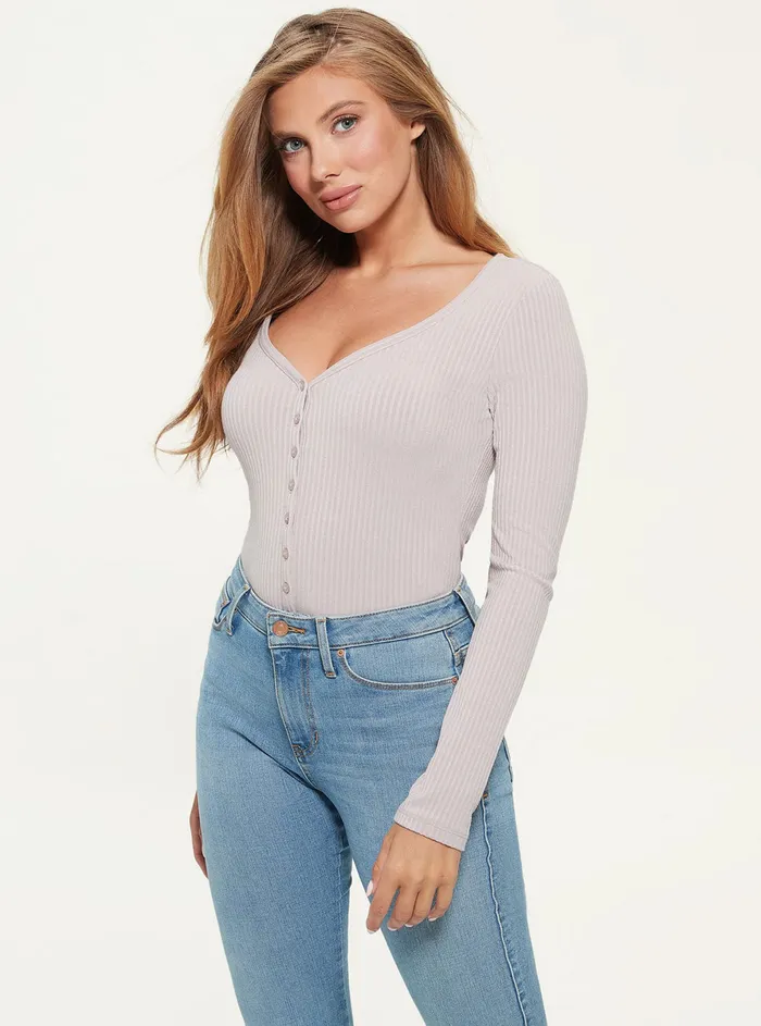 Women Tees and Tanks GUESS Eco Dust Raylynn Rib Henley Top
