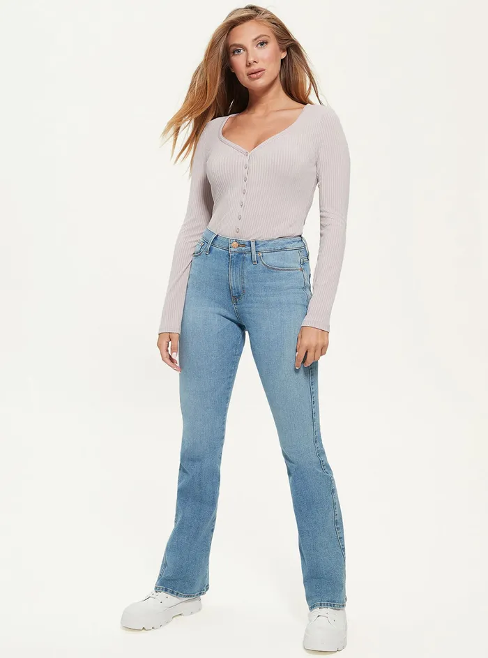 Women Tees and Tanks GUESS Eco Dust Raylynn Rib Henley Top