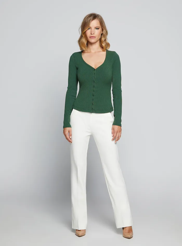 Women Tees and Tanks GUESS Eco Green Raylynn Rib Henley Top Women Tees and Tanks GUESS Eco Green Raylynn Rib Henley Top